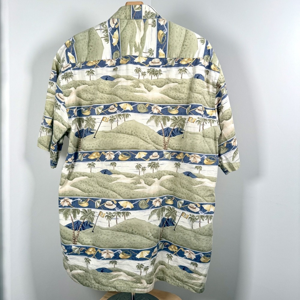 Vintage Pierre Cardin Golf Hawaiian Shirt Size L |‎ 90s Y2K Palm Print Dadcore